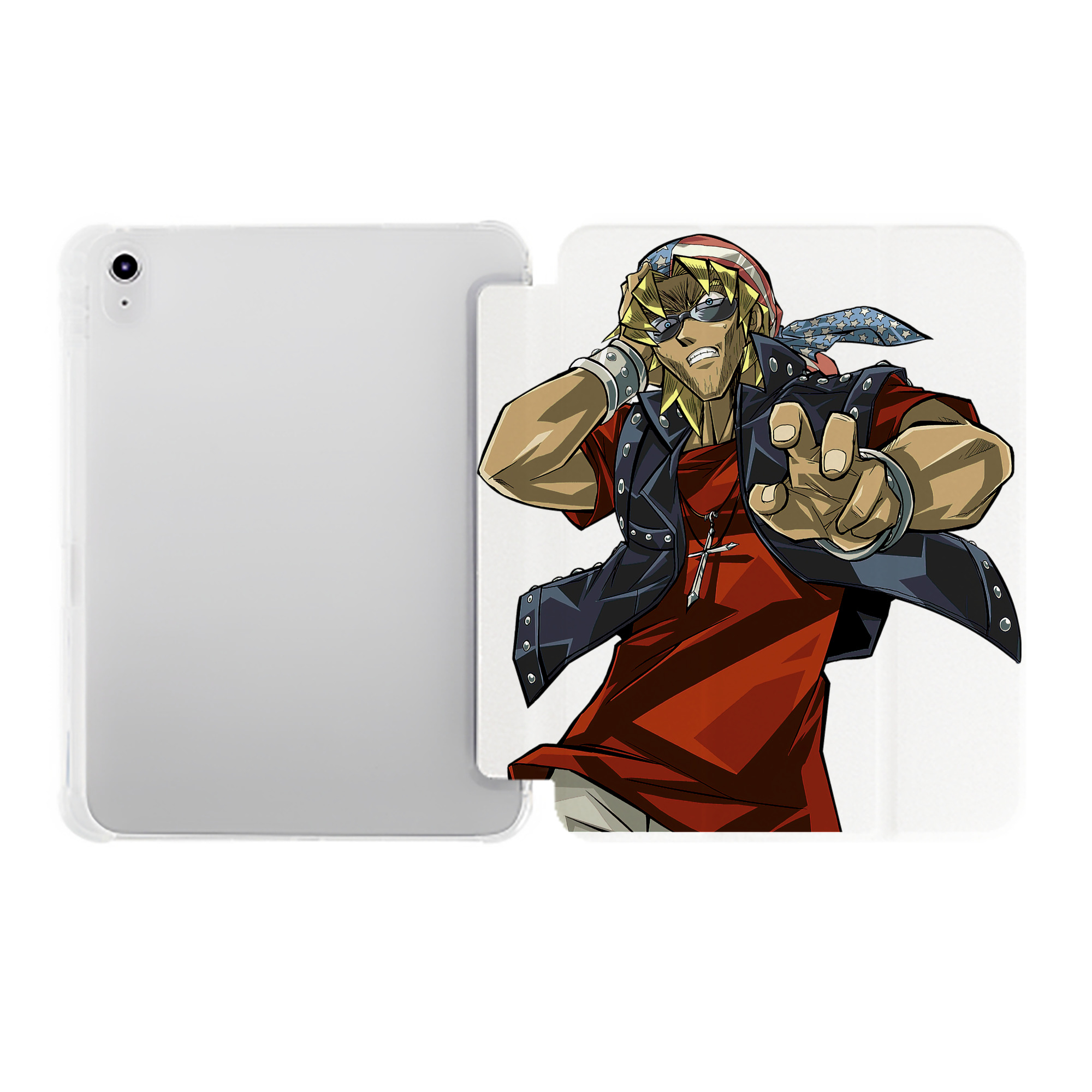 （画像用） 遊☆戯☆王 Yu-Gi-Oh! IPad ケース ペン収納付き 三つ折りスタンド PUレザー×シリコン 対応機種9.5/10.5/10.9インチ